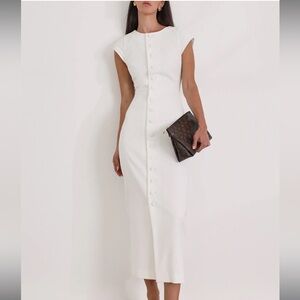 Vita Grace Romana Cap Sleeve Denim Dress (White)